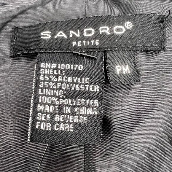 Sandro Petite Black/White Nubby Knit Sweater Jacket w/Hidden Button Front-Sz PM - Picture 11 of 12